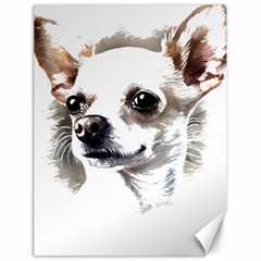 White Chihuahua T- Shirt White And Tan Chihuahua Portrait Watercolor Style T- Shirt Canvas 18  X 24  by ZUXUMI