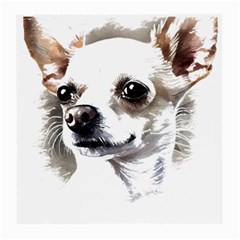 White Chihuahua T- Shirt White And Tan Chihuahua Portrait Watercolor Style T- Shirt Medium Glasses Cloth by ZUXUMI