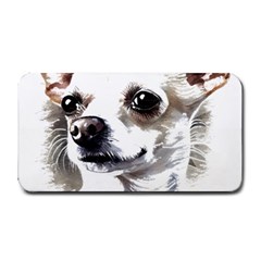 White Chihuahua T- Shirt White And Tan Chihuahua Portrait Watercolor Style T- Shirt Medium Bar Mat by ZUXUMI