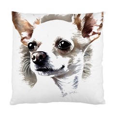 White Chihuahua T- Shirt White And Tan Chihuahua Portrait Watercolor Style T- Shirt Standard Cushion Case (one Side) by ZUXUMI