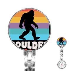 Boulder T- Shirt Boulder Colorado Bigfoot Sasquatch Hiking Camping T- Shirt Stainless Steel Nurses Watch by JamesGoode