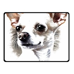 White Chihuahua T- Shirt White And Tan Chihuahua Portrait Watercolor Style T- Shirt Two Sides Fleece Blanket (small) by ZUXUMI