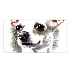 White Chihuahua T- Shirt White And Tan Chihuahua Portrait Watercolor Style T- Shirt Satin Shawl 45  X 80 