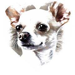 White Chihuahua T- Shirt White And Tan Chihuahua Portrait Watercolor Style T- Shirt Wooden Puzzle Heart by ZUXUMI