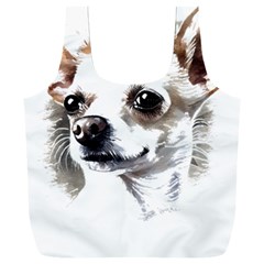 White Chihuahua T- Shirt White And Tan Chihuahua Portrait Watercolor Style T- Shirt Full Print Recycle Bag (xxl) by ZUXUMI