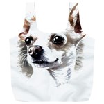 White Chihuahua T- Shirt White And Tan Chihuahua Portrait Watercolor Style T- Shirt Full Print Recycle Bag (XXXL) Front