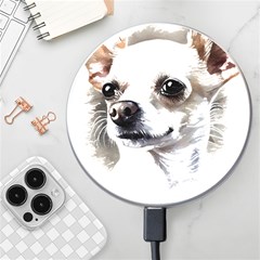 White Chihuahua T- Shirt White And Tan Chihuahua Portrait Watercolor Style T- Shirt Wireless Fast Charger(white) by ZUXUMI