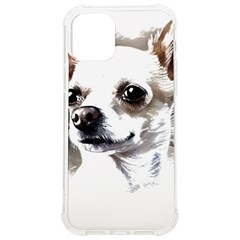 White Chihuahua T- Shirt White And Tan Chihuahua Portrait Watercolor Style T- Shirt Iphone 12/12 Pro Tpu Uv Print Case by ZUXUMI