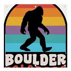 Boulder T- Shirt Boulder Colorado Bigfoot Sasquatch Hiking Camping T- Shirt Banner And Sign 4  X 4  by JamesGoode