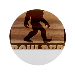 Boulder T- Shirt Boulder Colorado Bigfoot Sasquatch Hiking Camping T- Shirt Marble Wood Coaster (round)