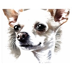 White Chihuahua T- Shirt White And Tan Chihuahua Portrait Watercolor Style T- Shirt Premium Plush Fleece Blanket (medium) by ZUXUMI