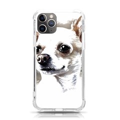 White Chihuahua T- Shirt White And Tan Chihuahua Portrait Watercolor Style T- Shirt Iphone 11 Pro 5 8 Inch Tpu Uv Print Case by ZUXUMI