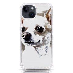 White Chihuahua T- Shirt White And Tan Chihuahua Portrait Watercolor Style T- Shirt Iphone 14 Tpu Uv Print Case by ZUXUMI