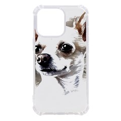 White Chihuahua T- Shirt White And Tan Chihuahua Portrait Watercolor Style T- Shirt Iphone 13 Pro Tpu Uv Print Case by ZUXUMI