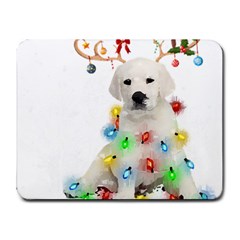 White Labrador Dog Snow Reindeer Santa T- Shirt White Labrador  Dog Snow Reindeer Santa Hat Christma Small Mousepad by ZUXUMI