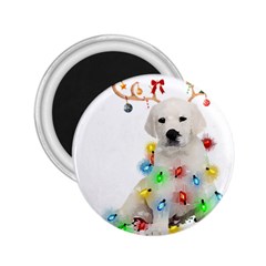 White Labrador Dog Snow Reindeer Santa T- Shirt White Labrador  Dog Snow Reindeer Santa Hat Christma 2 25  Magnets by ZUXUMI