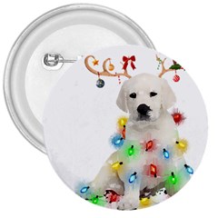 White Labrador Dog Snow Reindeer Santa T- Shirt White Labrador  Dog Snow Reindeer Santa Hat Christma 3  Buttons by ZUXUMI