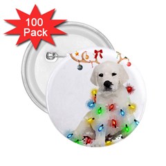 White Labrador Dog Snow Reindeer Santa T- Shirt White Labrador  Dog Snow Reindeer Santa Hat Christma 2 25  Buttons (100 Pack)  by ZUXUMI