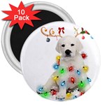 White Labrador Dog Snow Reindeer Santa T- Shirt White Labrador  Dog Snow Reindeer Santa Hat Christma 3  Magnets (10 pack)  Front