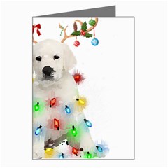 White Labrador Dog Snow Reindeer Santa T- Shirt White Labrador  Dog Snow Reindeer Santa Hat Christma Greeting Card by ZUXUMI