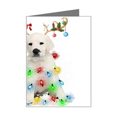 White Labrador Dog Snow Reindeer Santa T- Shirt White Labrador  Dog Snow Reindeer Santa Hat Christma Mini Greeting Card by ZUXUMI