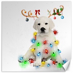 White Labrador Dog Snow Reindeer Santa T- Shirt White Labrador  Dog Snow Reindeer Santa Hat Christma Canvas 16  X 16  by ZUXUMI