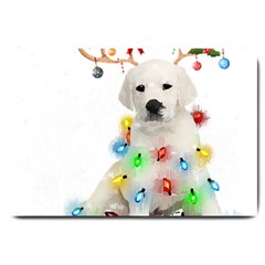 White Labrador Dog Snow Reindeer Santa T- Shirt White Labrador  Dog Snow Reindeer Santa Hat Christma Large Doormat by ZUXUMI