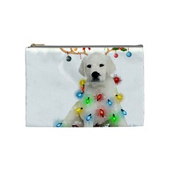 White Labrador Dog Snow Reindeer Santa T- Shirt White Labrador  Dog Snow Reindeer Santa Hat Christma Cosmetic Bag (medium) by ZUXUMI