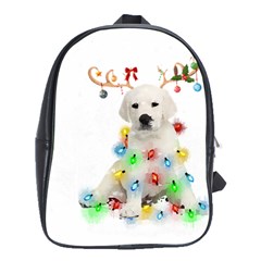 White Labrador Dog Snow Reindeer Santa T- Shirt White Labrador  Dog Snow Reindeer Santa Hat Christma School Bag (large) by ZUXUMI