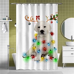 White Labrador Dog Snow Reindeer Santa T- Shirt White Labrador  Dog Snow Reindeer Santa Hat Christma Shower Curtain 48  X 72  (small)  by ZUXUMI