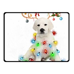 White Labrador Dog Snow Reindeer Santa T- Shirt White Labrador  Dog Snow Reindeer Santa Hat Christma Two Sides Fleece Blanket (small) by ZUXUMI