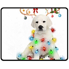 White Labrador Dog Snow Reindeer Santa T- Shirt White Labrador  Dog Snow Reindeer Santa Hat Christma Two Sides Fleece Blanket (medium) by ZUXUMI