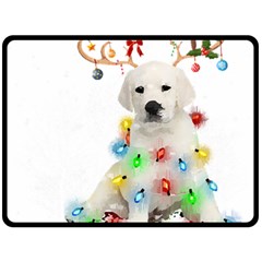 White Labrador Dog Snow Reindeer Santa T- Shirt White Labrador  Dog Snow Reindeer Santa Hat Christma Two Sides Fleece Blanket (large) by ZUXUMI