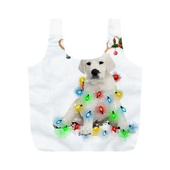 White Labrador Dog Snow Reindeer Santa T- Shirt White Labrador  Dog Snow Reindeer Santa Hat Christma Full Print Recycle Bag (m) by ZUXUMI