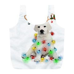 White Labrador Dog Snow Reindeer Santa T- Shirt White Labrador  Dog Snow Reindeer Santa Hat Christma Full Print Recycle Bag (l) by ZUXUMI