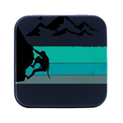 Boulder T- Shirt Climbing Bouldering Fun Mountaineering T- Shirt Square Metal Box (black) by JamesGoode