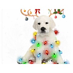 White Labrador Dog Snow Reindeer Santa T- Shirt White Labrador  Dog Snow Reindeer Santa Hat Christma Two Sides Premium Plush Fleece Blanket (medium) by ZUXUMI