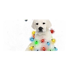 White Labrador Dog Snow Reindeer Santa T- Shirt White Labrador  Dog Snow Reindeer Santa Hat Christma Satin Wrap 35  X 70  by ZUXUMI