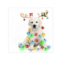 White Labrador Dog Snow Reindeer Santa T- Shirt White Labrador  Dog Snow Reindeer Santa Hat Christma Square Satin Scarf (30  X 30 ) by ZUXUMI