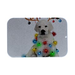 White Labrador Dog Snow Reindeer Santa T- Shirt White Labrador  Dog Snow Reindeer Santa Hat Christma Open Lid Metal Box (silver)   by ZUXUMI