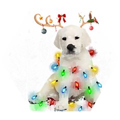 White Labrador Dog Snow Reindeer Santa T- Shirt White Labrador  Dog Snow Reindeer Santa Hat Christma Wooden Puzzle Hexagon by ZUXUMI