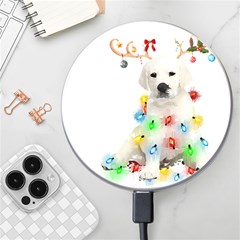 White Labrador Dog Snow Reindeer Santa T- Shirt White Labrador  Dog Snow Reindeer Santa Hat Christma Wireless Fast Charger(white) by ZUXUMI