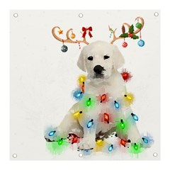 White Labrador Dog Snow Reindeer Santa T- Shirt White Labrador  Dog Snow Reindeer Santa Hat Christma Banner And Sign 3  X 3  by ZUXUMI