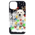 White Labrador Dog Snow Reindeer Santa T- Shirt White Labrador  Dog Snow Reindeer Santa Hat Christma iPhone 14 Black UV Print Case Front