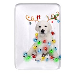 White Labrador Dog Snow Reindeer Santa T- Shirt White Labrador  Dog Snow Reindeer Santa Hat Christma Rectangular Glass Fridge Magnet (4 Pack) by ZUXUMI