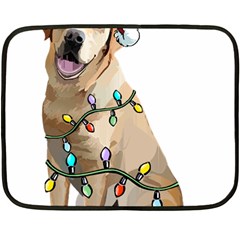 White Labrador Dog T- Shirt White Labrador Dog Santa Christmas Tree Lights Xmas T- Shirt Fleece Blanket (mini) by ZUXUMI