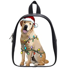 White Labrador Dog T- Shirt White Labrador Dog Santa Christmas Tree Lights Xmas T- Shirt School Bag (small) by ZUXUMI