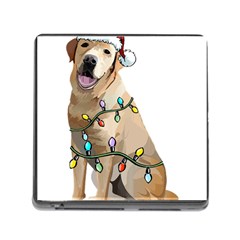 White Labrador Dog T- Shirt White Labrador Dog Santa Christmas Tree Lights Xmas T- Shirt Memory Card Reader (square 5 Slot) by ZUXUMI