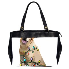 White Labrador Dog T- Shirt White Labrador Dog Santa Christmas Tree Lights Xmas T- Shirt Oversize Office Handbag (2 Sides) by ZUXUMI