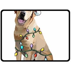 White Labrador Dog T- Shirt White Labrador Dog Santa Christmas Tree Lights Xmas T- Shirt Fleece Blanket (large) by ZUXUMI